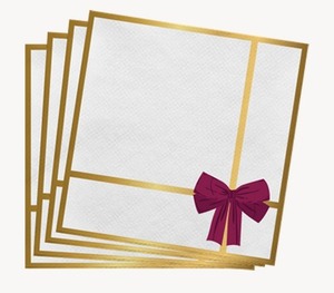 Serviette à lunch de luxe Bow avec feuille d'aluminium-18 GSM 2 PLY 8PC (conception, spécifications et quantité de paquet personnalisable) - Product Image 1