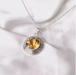 Pendentif rond élégant en argent sterling 925 avec pierre précieuse citrine, bijoux fins à porter tous les jours, pendentifs et breloques de qualité supérieure, unisexe - Product Image 6