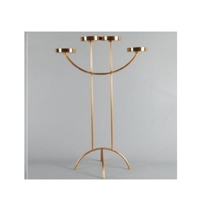 New Designer Gold Metal <b>Candle</b> <b>Holder</b> <b>Lanterns</b> Latest Shiny Golden Shiny Interior Exterior Decorations Stylish Ins Candelabra - Product Image 2