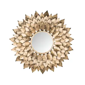Espelho decorativo bonito para parede, moldura de metal, grande, de vidro, personalizado, moderno, para casa, elegante