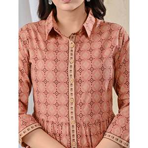 Vestido Largo Estampado de Algodón Color Durazno con Cintura Imperio, Transpirable, Estilo Casual Hippie para Fiesta, Sin Tirantes, Disponible en Tallas XS a 5XL, ODM - Product Image 2