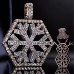 Colgante de Moissanita con Diseño de Copo de Nieve Iced Out, Joyería Hip Hop, Diamantes Brillantes, Pieza de Lujo para el Invierno - Product Image 4