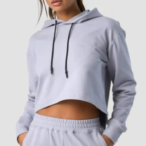 Sweat-shirt oversize pour femme à col rond, épaules tombantes, avec fermeture éclair et capuche, logo brodé personnalisé, couleur unie, respirant, hiver, vente en gros - Product Image 1