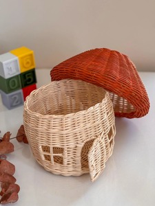 Panier en rotin en forme de champignon, paniers de rangement faits à la main, rotin naturel, moderne, multifonctionnel, fabriqué au Vietnam - Product Image 2
