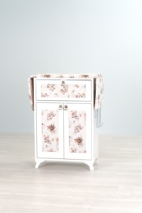 Planche à repasser pliante avec armoire, cadre blanc et motif floral rose, Mistik Home MH100203, 60x40x30cm, pour usage domestique - Product Image 4