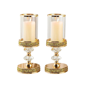 Bougie votive en aluminium doré, ronde, en verre transparent, décoration de fête, décoration de mariage, décoration de table, également utilisée pour les cadeaux - Product Image 1