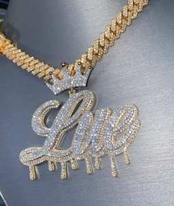 Colgante de Cruz para Hombre con Moissanita Redonda de 3 Piezas, Chapado en Oro Amarillo de 18K, Certificado GRA, Estilo Hip Hop, Regalo - Product Image 2