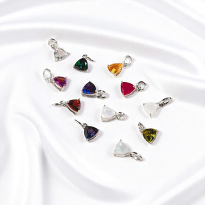 Pendentifs et breloques en argent sterling 925, avec cristaux et strass, pierres précieuses taille triligne, sertissage griffe, personnalisables, pour colliers DIY, vente en gros - Product Image 4