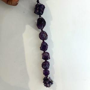 Handmade Premium Quality AmethystTumble <b>Crystal</b> Wind Chime with Tumbled Palm Stones and Tassel 15-20cm Home <b>Decoration</b> Feng Shui - Product Image 2