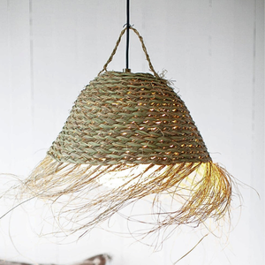 Lampe pendante d'abat-jour en jonc de mer tissé de conception antique moderne abat-jour suspendu de l'usine professionnelle maison pendaison de crémaillère parfaite - Product Image 5