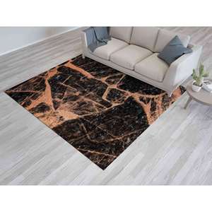 Tapis brillant en marbre noir et cuivre : Tapis moderne et tendance, tapis fin non tissé - Product Image 2
