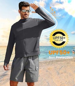 Veste à capuche de protection solaire Chemises UV légères à manches longues pour hommes Randonnée Pêche - Product Image 5