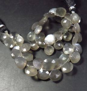 Cuentas de corazón de piedra lunar gris natural 8-9,5mm gemas de corte facetado de 8 hebras piedras preciosas sueltas para joyería - Product Image 6