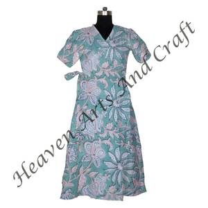 2025 New Arrival Wholesale Night Wear Hand Block Printed 100% Cotton Indian Beach <b>Swim</b> Wear Bath <b>Robe</b> Kimono Maxi Gown - Product Image 3
