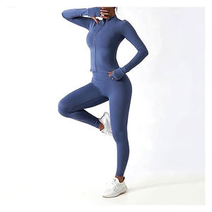 Conjunto Deportivo de 2 Piezas para Mujer, Talla Grande, Sin Costuras, Transpirable, Sujetador Deportivo, Leggings y Chaqueta, Ropa Deportiva para Ejercicio Físico - Product Image 4