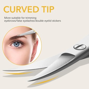 กรรไกรตัดขนคิ้ว 1 ชิ้น สแตนเลส กรรไกรตัดขนตา ขนบนใบหน้า ขนจมูก กรรไกรอเนกประสงค์ ชุดอุปกรณ์แต่งหน้าและดูแลขน - Product Image 2