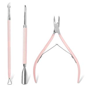Ensemble de coupe-cuticules et pousse-cuticules en acier inoxydable 3 en 1, outils de soin des ongles pour manucure, pédicure, salon et usage personnel - Product Image 1