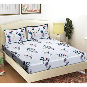 Blue Majestic <b>Floral</b> Print 240 TC Cotton Double <b>Bed</b> <b>Sheet</b> Set with 2 Pillow Covers 3-Piece Home Use (SHKV1016) - Product Image 4