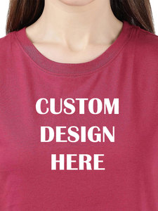 Camiseta de media manga con estilo de dobladillo curvo sólido de ajuste relajado rico de algodón súper peinado para mujer, camisetas con logotipo personalizado para mujer - Product Image 2