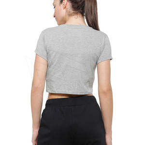 Diseñadores de manga corta Crop tops Camisetas Mujeres Transpirable Cropped Tees Camisetas 100% Algodón Mujer Camiseta Con Logo - Product Image 3