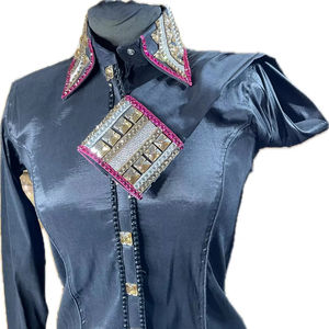 Handmade <b>Cowgirl</b> Western Show <b>Shirt</b> Stretch Taffeta Fabric for Equestrian and Horse Riding Wear - Product Image 1