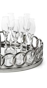 Plateau de service de luxe en acier inoxydable avec design en anneau, finition miroir, pour porte-vin, porte-champagne, décoration de table de bar, centre de table - Product Image 4