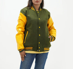 New Street Wear Style Varsity <b>Jacket</b> With Wool Body and Leather Sleeves Women Varsity <b>Jacket</b> for Women Washable Breathable - Product Image 5