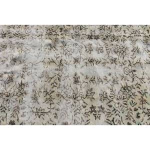 Alfombra de área de lana turca Vintage 3,9X7,3 pies Beige marrón diseño de retazos tejido plano látex grande para decoraciones de sala de estar - Product Image 5