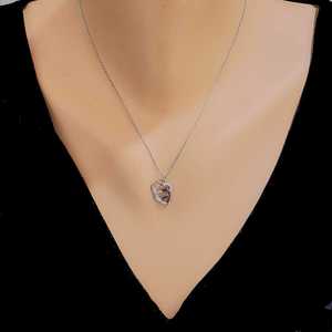 Collar de Plata de Ley 925 con Diseño de Corazones Entrelazados y Piedra Blanca para Compromiso - Product Image 3