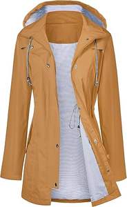 Gabardina larga impermeable con capucha para mujer, chaqueta de viaje cortavientos para todas las estaciones, para Otoño e Invierno - Product Image 2