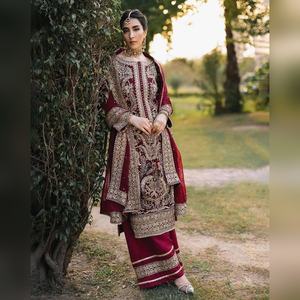 Conjunto de 3 piezas de salwar kameez estilo palazzo, talla M XXL, hecho de georgette con bordado a mano, precio de fábrica, para proveedores y tiendas textiles. - Product Image 5