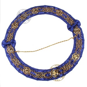 Regalia Lodge 33rd độ-Cổ áo chuỗi Nghi Thức <span class=keywords><strong>Scottish</strong></span>-Vàng trên nhung xanh tím cho đồng phục Regalia - Product Image 4