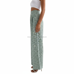 Pantalon Palazzo Léger Taille Haute en Spandex/Polyester à Imprimé Floral pour Femme – Idéal Plage et Été (Vente en Gros) - Product Image 3