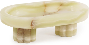 Sculpture décorative en pierre d'onyx vert sculptée à la main, hibou sur piédestal, accent décoratif pour la maison - Product Image 4