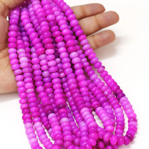 Hermosas cuentas de ópalo en tonos rosa intenso, forma redonda y lisa, cuentas de piedras preciosas de ópalo en tonos rosa oscuro de 6-9 mm, cuentas de ópalo de calidad AA. - Product Image 3