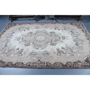 Tapis turc vintage, grand tapis de 5,8 x 8,9 pieds, tapis patchwork marron - Product Image 3