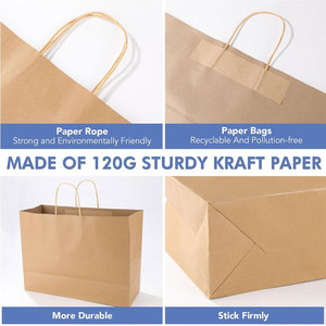 Sacs en papier kraft avec poignées en vrac, sacs en papier brun, sacs à provisions kraft pour les petites marchandises d'affaires, fête de mariage - Product Image 4