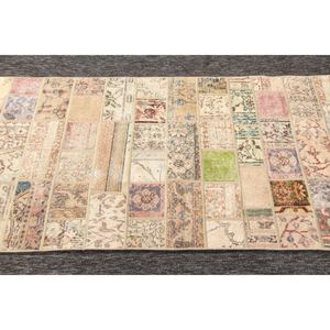 พรมตุรกีขนาดเล็ก 2.8x8.6 ฟุต พรมวินเทจ สีเบจลายเรขาคณิตสีรุ้ง พร้อมลวดลายดอกไม้ - Product Image 5