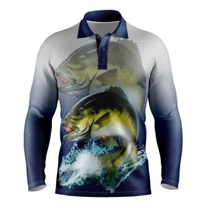 Venta al por mayor personalizado Upf 50 + ropa de pesca poliéster protección solar transpirable secado rápido manga larga Polo camisa de pesca - Product Image 3