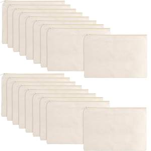 Pochettes de grande capacité écologiques en toile de coton à fermeture éclair sacs de maquillage réutilisables avec impression de logo vente en gros - Product Image 5