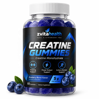 Gummies de créatine monohydrate à marque privée, 5g de puissance, sans sucre, végétaliennes, faibles en glucides, pour adultes, pour la musculation, certifiées GMP