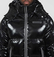 Blouson matelassé réversible en nylon 100% imprimé en relief pour homme, coupe régulière, chaud et isolant, col rabattable, à capuche, pour l'hiver