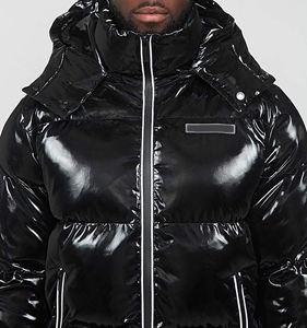 Veste matelassée en toile imprimée en relief pour homme, vêtement d'extérieur long et chaud d'été, col montant, capuche, imperméable et respirant - Product Image 5