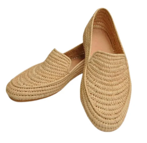 รองเท้าหนังนิ่มสไตล์โมร็อกโก, รองเท้า Raffia ทอมือ, รองเท้าแตะฤดูร้อน, รองเท้าแตะสไลด์ปาล์มปาล์ม Raffia, รองเท้า Raffia - Product Image 3