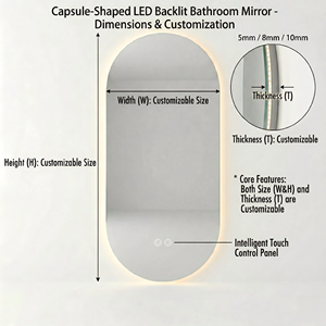 Kingstin Espejo Baño LED Inteligente Ovalado Sin Marco Pared Retroiluminado Antivaho Sensor Movimiento 3 Colores - Product Image 4