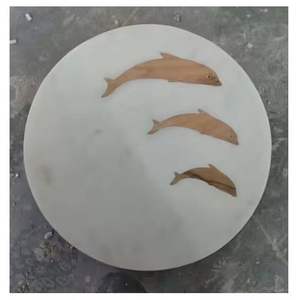 Posavasos de madera de mármol de empalme con logotipo personalizado para bebidas, tazas, bebidas, juego de posavasos de madera cuadrados redondos - Product Image 2