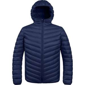 Veste matelassée élégante et légère pour hommes Coupe-vent à capuche rembourré en coton super doux couleur unie Poches Automne Hiver Streetwear - Product Image 1