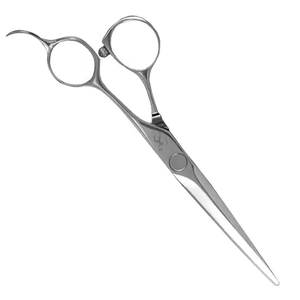 Tijera de corte de pelo de salón de belleza de acero inoxidable superior con reposapiés, tijeras de salón, acabado de Color plateado, hoja afilada pulida - Product Image 4