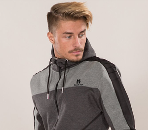 เสื้อกันหนาวมีฮู้ดแบบสวมหัวผ้าฝ้ายสำหรับผู้ชายเสื้อกันหนาวมีซิปสีพื้น - Product Image 3