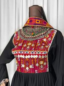 2025 Nueva colección 100% alta calidad colores personalizados Afghan Kuchi mujeres vestidos Casual fiesta desgaste encaje decoración botón lavable - Product Image 3